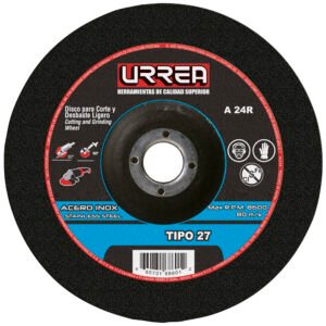 Disco abrasivo tipo 27 para acero inoxidable 4-1/2" x 1/4" Urrea U372