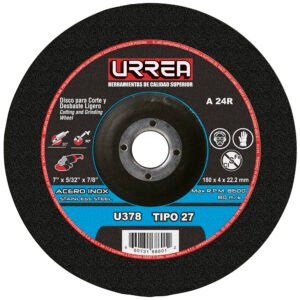 Disco abrasivo tipo 27 para acero inoxidable 7" x 5/32" Urrea U378