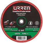 Disco abrasivo tipo 1 para piedra 7" x 3/32" Urrea U575