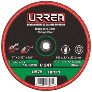 Disco abrasivo tipo 1 para piedra 7" x 3/32" Urrea U575