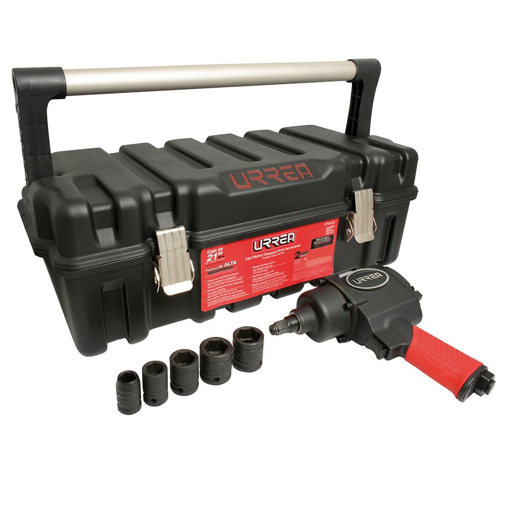 Juego de pistola de impacto neumática cuadro de 1/2" y accesorios en pulgadas, 7 piezas Urrea UP731AK