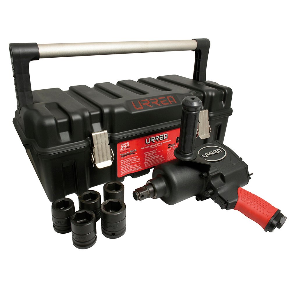 Juego de pistola de impacto neumática cuadro de 3/4" y accesorios en pulgadas, 7 piezas Urrea UP772HAK