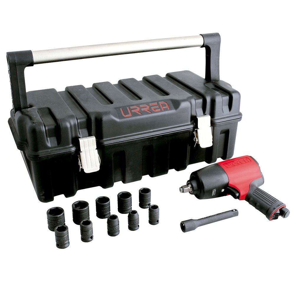 Juego de pistola de impacto neumática cuadro de 1/2" y accesorios en pulgadas, 13 piezas Urrea UPC731K