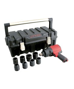 Juego de pistola de impacto neumática cuadro de 3/4" y accesorios en pulgadas, 10 piezas Urrea UPC776K