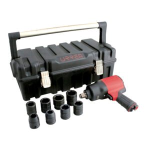 Juego de pistola de impacto neumática cuadro de 3/4" y accesorios en pulgadas, 10 piezas Urrea UPC776K
