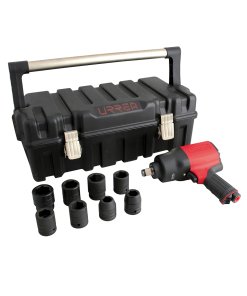 Juego de pistola de impacto neumática cuadro de 3/4" y accesorios métricos, 10 piezas Urrea UPC776KM