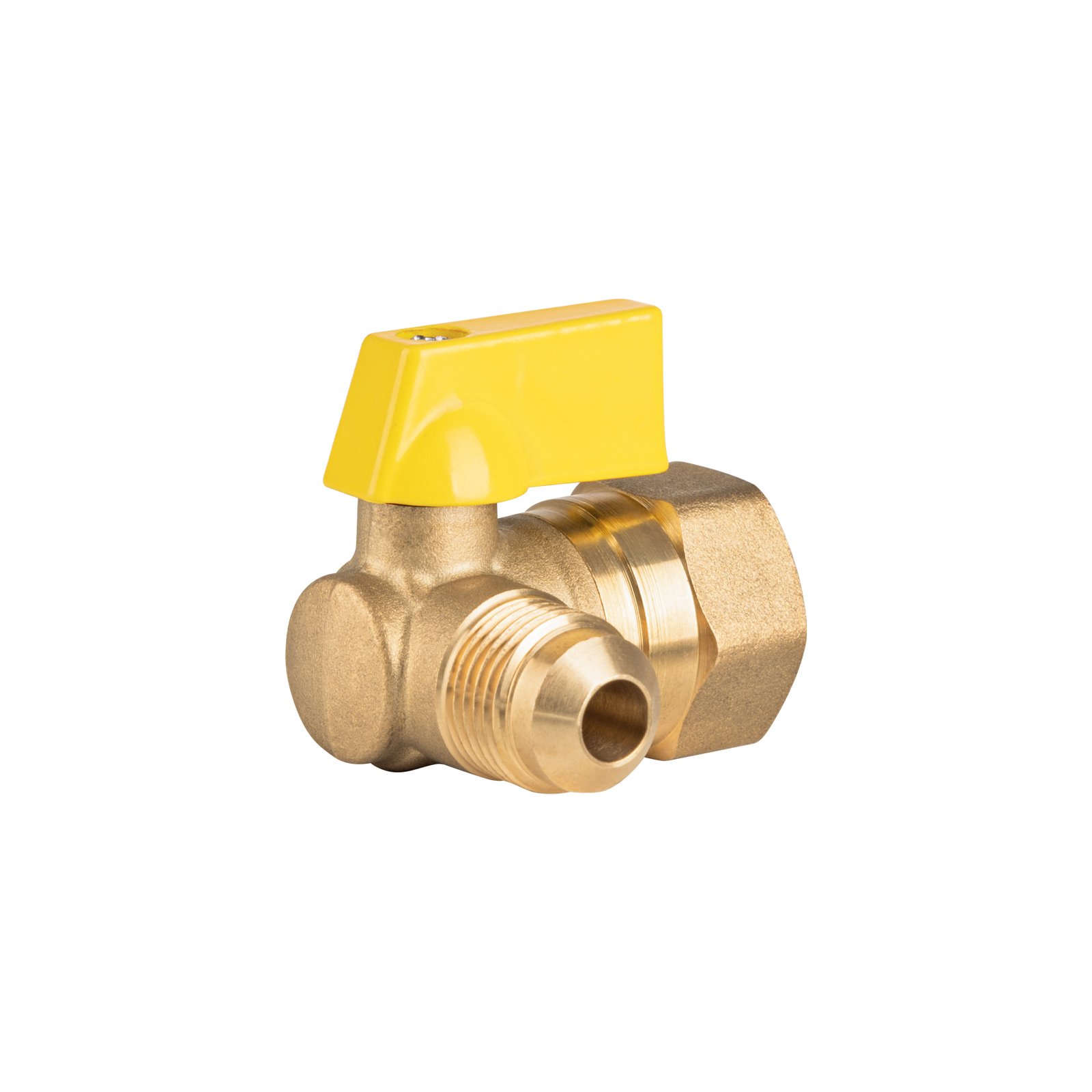 Válvula de Control de Latón, Angular para Gas, 3/8' x 1/2', Alta Resistencia para Conexiones de Gas, Clave 44819, FOSET