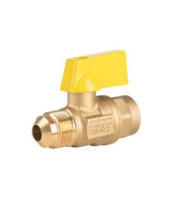 Válvula de Control de Latón p/Gas, 3/8x1/2' Flare/Sold., Diseño Compacto y Resistente para Gas, Marca Foset, Clave 44818