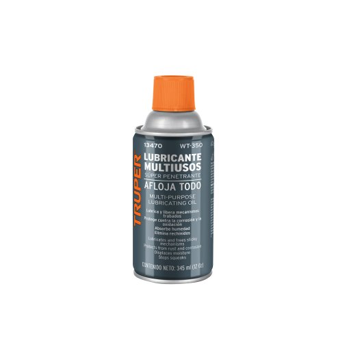 Lubricante multiusos Truper Professional 345ml - Tecnología de triple acción para mantenimiento que limpia, protege y lubrica todo tipo de mecanismos con una sola aplicación (Clave 13470)