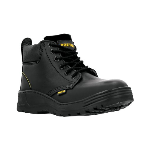Bota de seguridad negra, #24, casquillo de poliamida, durabilidad y confort para trabajos industriales, PRETUL, clave 26062.