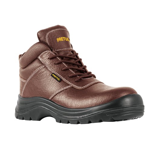 Bota de seguridad café, #27, casquillo de poliamida, ideal para seguridad en construcción y minería, PRETUL, clave 25982.