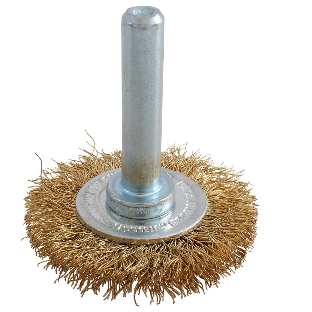 Carda circular ondulada alambre fino 2" x 0.17 mm con zanco 1/4" Urrea C855