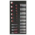 Juego de dados cortos y largos cuadro de 3/8" en pulgadas, 26 piezas Urrea CH106
