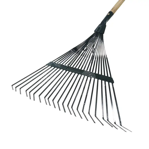 ESCOBA P/JARDIN 22 DIENTES REFORZADA METAL C/MGO