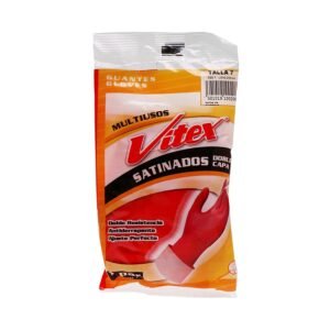 Guantes de Uso General Vitex Multiusos Rojo Talla 7 - Par, Recubrimiento Antideslizante y Ajuste Seguro para Manipulación de Objetos