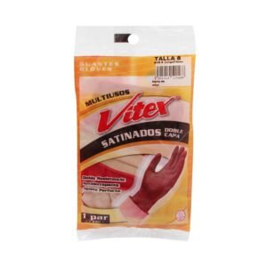 Guantes de Uso General Vitex Multiusos Rojo Talla 8 - Par, Látex de Alta Calidad con Protección Extra para Trabajo Pesado