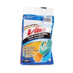 Guantes de Protección Vitex Plus Satinado Talla 7 - Par, Agarre Mejorado y Resistencia Extra, Perfecto para Uso Doméstico e Industrial