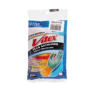 Guantes de Protección Vitex Plus Satinado Talla 8.5 - Par, Acabado Satinado para Mayor Suavidad, Excelente Agarre y Resistencia Química