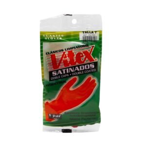 Guantes de Látex Vitex Clásico Talla 7 - 1 Par, Alta Flexibilidad y Suavidad, Diseño Anatómico para Uso Prolongado
