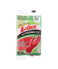Guantes de Látex Vitex Clásico Talla 7.5 - Par, Resistentes al Agua y Químicos, Agarre Seguro para Múltiples Aplicaciones