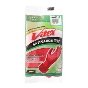 Guantes de Látex Vitex Clásico Talla 7.5 - Par, Resistentes al Agua y Químicos, Agarre Seguro para Múltiples Aplicaciones
