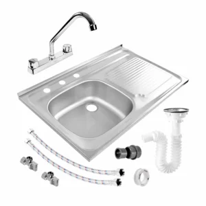FREGADERO DE SOBREPONER 80X50 + MEZLCADORA + KIT