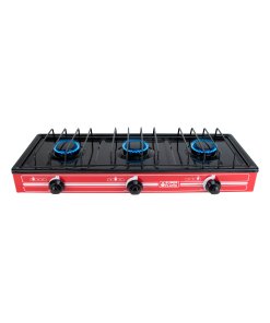 Parrilla de Gas de 3 Quemadores Superflama – Diseño Compacto y Elegante en Color Rojo, Potencia y Estilo para tu Cocina