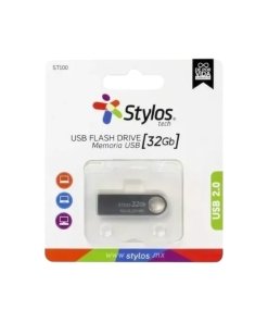 Memoria USB Stylos Tech ST100 32GB 2.0 Plateado - Almacenamiento Portátil y Versátil