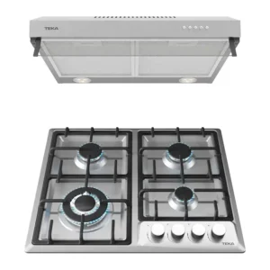 PARRILLA GAS 4Q A/INOX 60CM +CAMPANA 60CM A/INOX