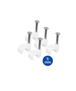 GRAPA PLANA P/CABLE  5 MM. BLANCA C/20 PZS. AKSI