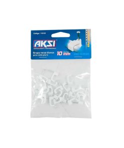 GRAPA PLANA P/CABLE 10 MM. BLANCA C/20 PZS. AKZI
