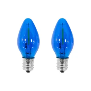 FOCO   0.5W TIPO VELA CORONA E12 AZUL 2PZ AKSI