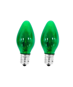 FOCO   0.5W TIPO VELA CORONA E12 VERDE 2PZ AKSI