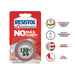 CINTA ROJA NO MAS CLAVOS 12MM X 1.5MT 120 KG
