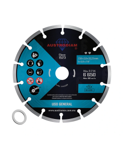 DISCO DE DIAMANTE  9"  SEGMENTADO AZUL-PLATA