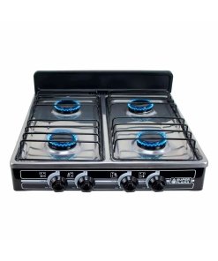 Parrilla de Gas de 4 Quemadores Superflama – Diseño Robusto y Elegante con Cubierta de Acero en Color Negro, Potencia y Durabilidad para tu Cocina