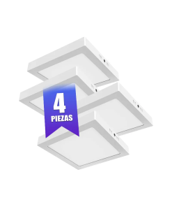 LAMPARA P/TECHO  18WTS LED CUADRADA L/BCA 4PZAS