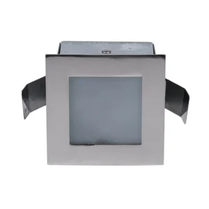 LAMPARA EMPOTR. FIJA C/CRIST. CUADR. PLATA P.VAPOR