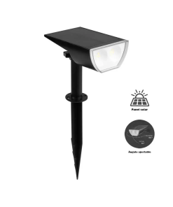ESTACA SOLAR DE ALUMINIO LED 1.5W P/EXT NEGRO MATE