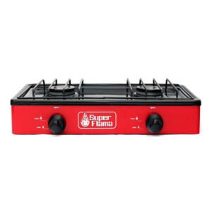 Estufa de 2 Quemadores Super Flama - Elegancia en Rojo Brillante - Diseño Compacto y Alta Eficiencia Energética