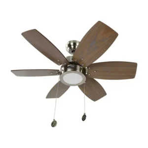 VENTILADOR TECHO 32" 6 ASPAS 1 LAMP NIQL-SAT C.CAD