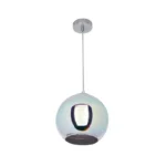 CANDIL COLGANTE DE VIDRIO SOPLADO CROMO/NEGRO