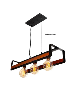 LAMPARA COLGANTE P/3 FOCO E27 60W NEGRO/MADERA