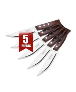 CUCHILLO P/ASADO 5" C/SIERRA JUMBO TRAMONTINA 5PZA