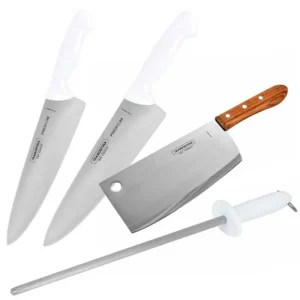 HACHUELA 8" COCINA M/MADERA +CUCHILLOS+AFILADOR