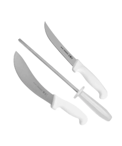 JGO DE CUCHILLOS P/ DESPELLEJR/DESHUESAR + AFILADR