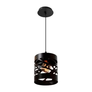 LAMPARA COLGANTE P/1 FOCO E27 40W ACE.NEGRO CALADO