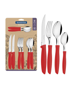 CUBIERTOS JGO. 16 PZAS ROJO PLENUS