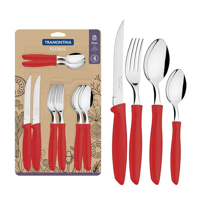 CUBIERTOS JGO. 16 PZAS ROJO PLENUS