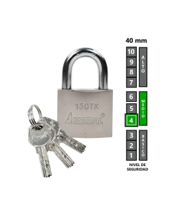 CANDADO #   40 MM. PLATA GC HIERRO ALT/SEG LL/PUNT